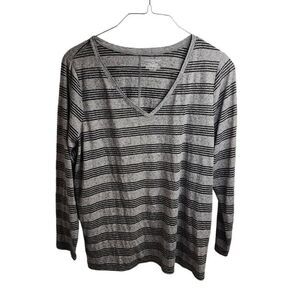 Lane Bryant Long Sleeve NWOT Gray Black Shimmery Striped Top Size 22/24